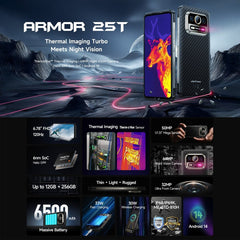 Ulefone Armor 25T Rugged Phone, 6GB+256GB, Thermal Imaging, 6.78 inch Android 14 MediaTek Helio G99 Octa Core, Network: 4G, NFC, OTG, Armor 25T