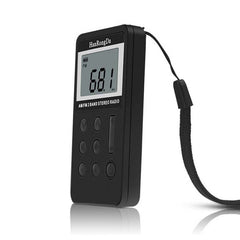 Portable AM / FM Two Bands Rechargeable Stereo Radio Mini Receiver with & LCD Screen & Earphone Jack & Lanyard