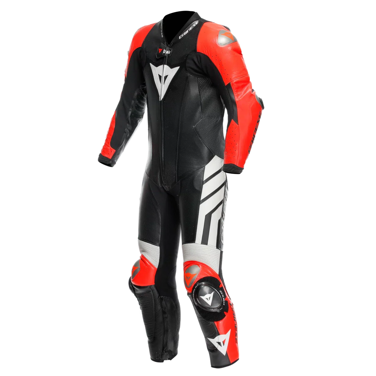 MUGELLO 3 Perforated 1PC LEATHER SUIT BLACK/FLUO-RED/WHITE