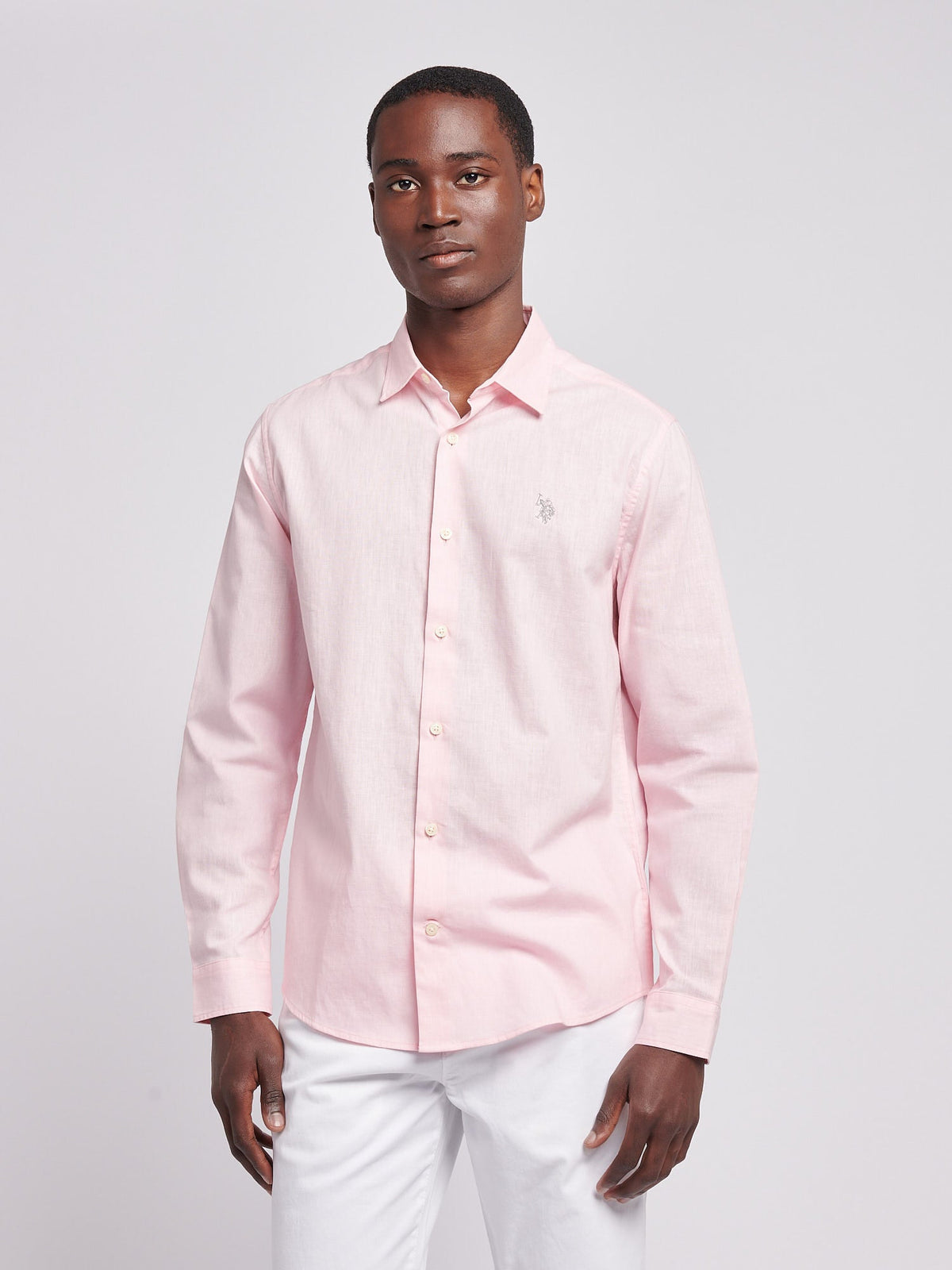 Mens Linen Blend Shirt Pink a Boo