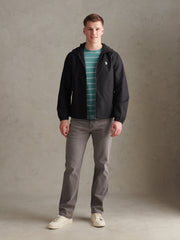 Mens Hooded Windbreaker Black Bright White DHM