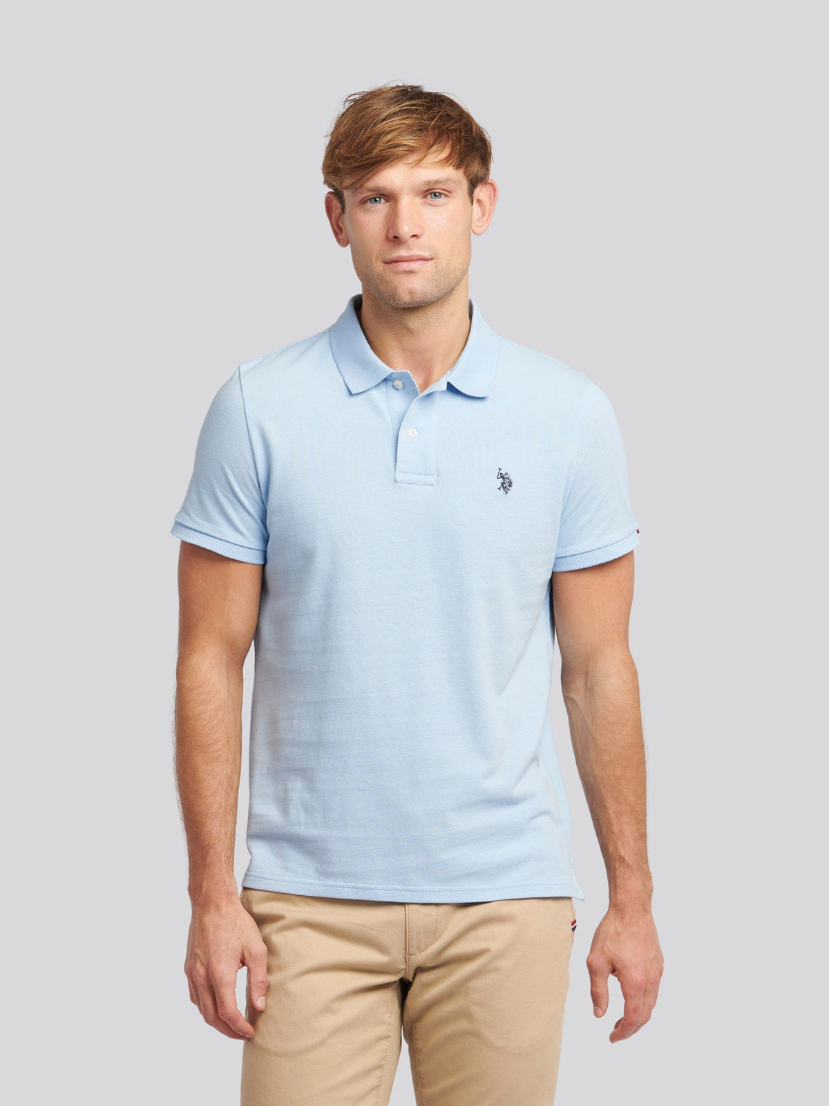 Mens Double Horsemen Polo Shirt Chambray Blue
