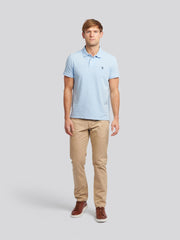 Mens Double Horsemen Polo Shirt Chambray Blue