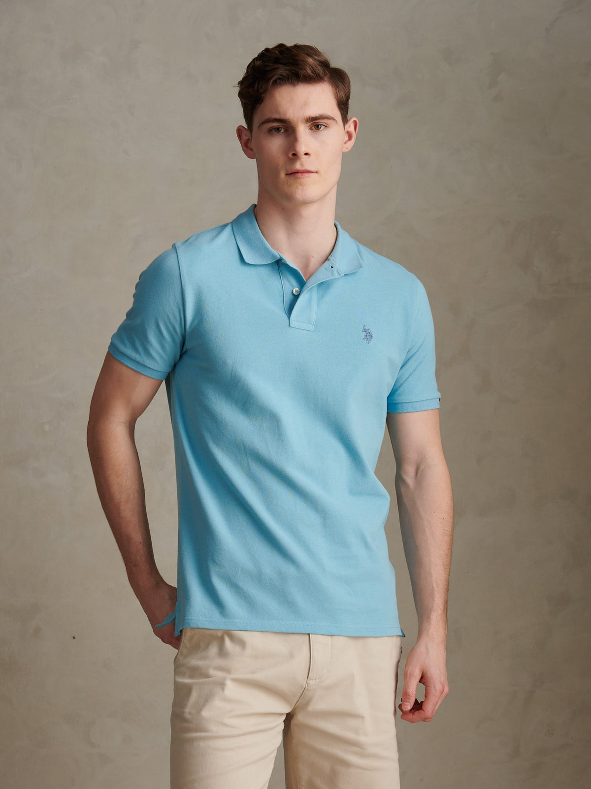 Mens Double Horsemen Polo Shirt Air Blue