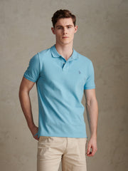 Mens Double Horsemen Polo Shirt Air Blue