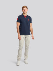 Mens Player 3 Polo Shirt Dark Sapphire Navy / Haute Red DHM