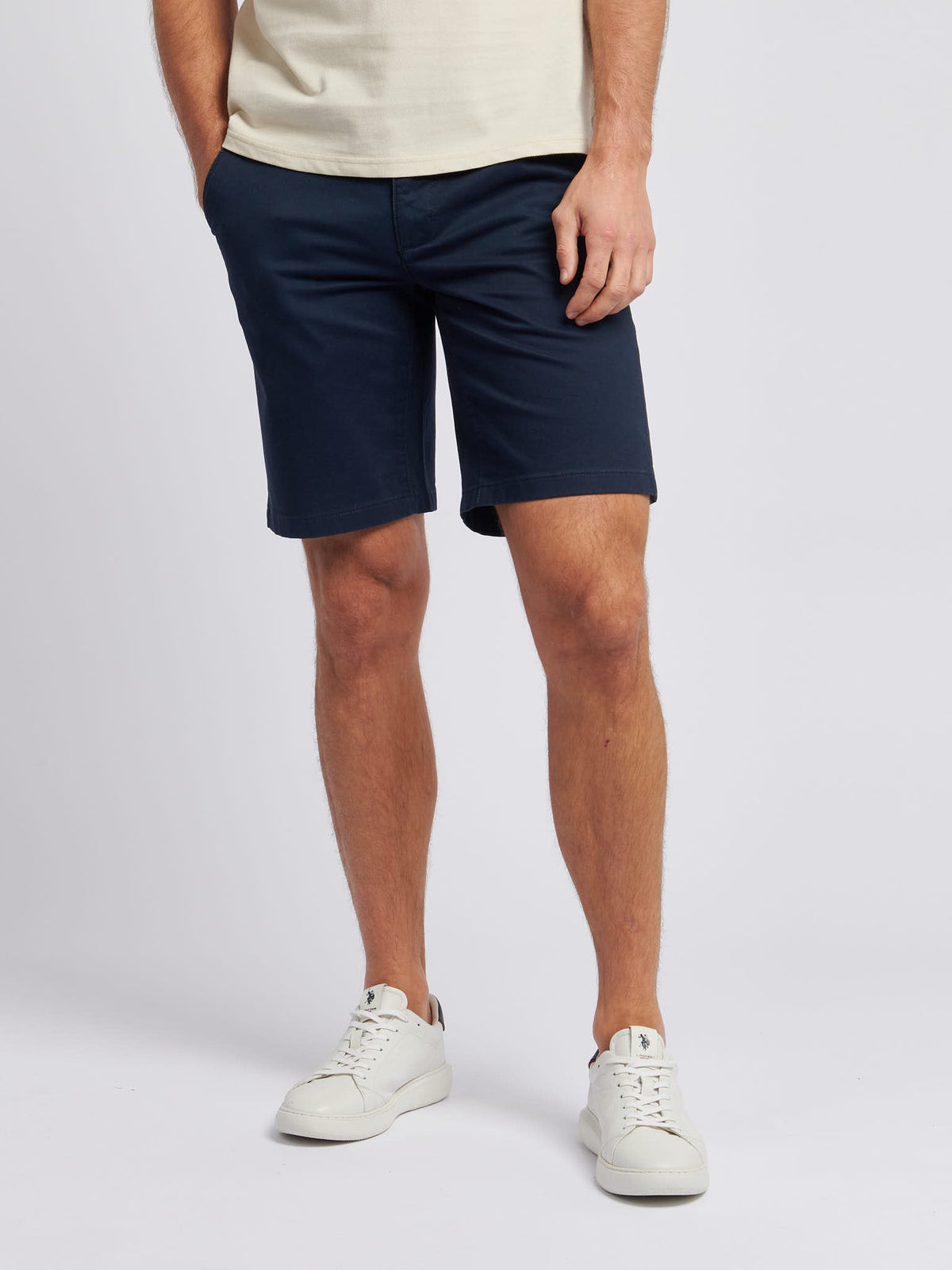 Mens Classic Chinos Shorts Dark Sapphire Navy / Haute Red DHM