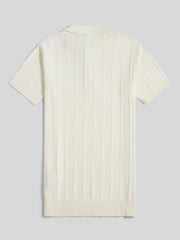 Mens Zip Knit  Polo Shirt Whisper White