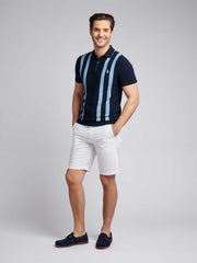 Mens Linen Blend Chino Shorts in Bright White