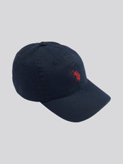 Mens Washed Casual Cap Dark Sapphire Navy / Haute Red DHM