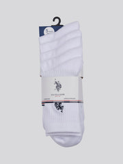 Mens Five Pack Quarter Sports Socks in Bright White