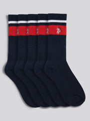 Mens 3 Pack Brand Stripe Socks Dark Sapphire Navy