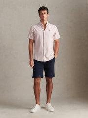 Mens  Short Sleeve Oxford Shirt Sepia Rose
