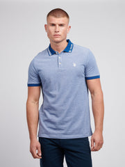 Mens Two Tone Pique Polo Shirt in Navy Peony