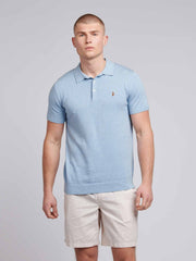 Mens Combed Cotton Polo Shirt Parisian Blue Marl / Multi Coloured DHM