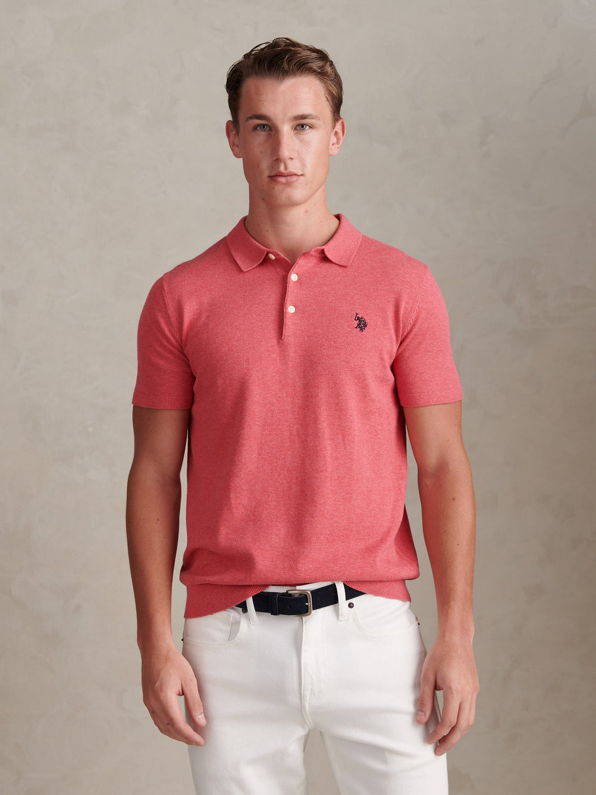 Mens Combed Cotton Polo Shirt Slate Rose Marl