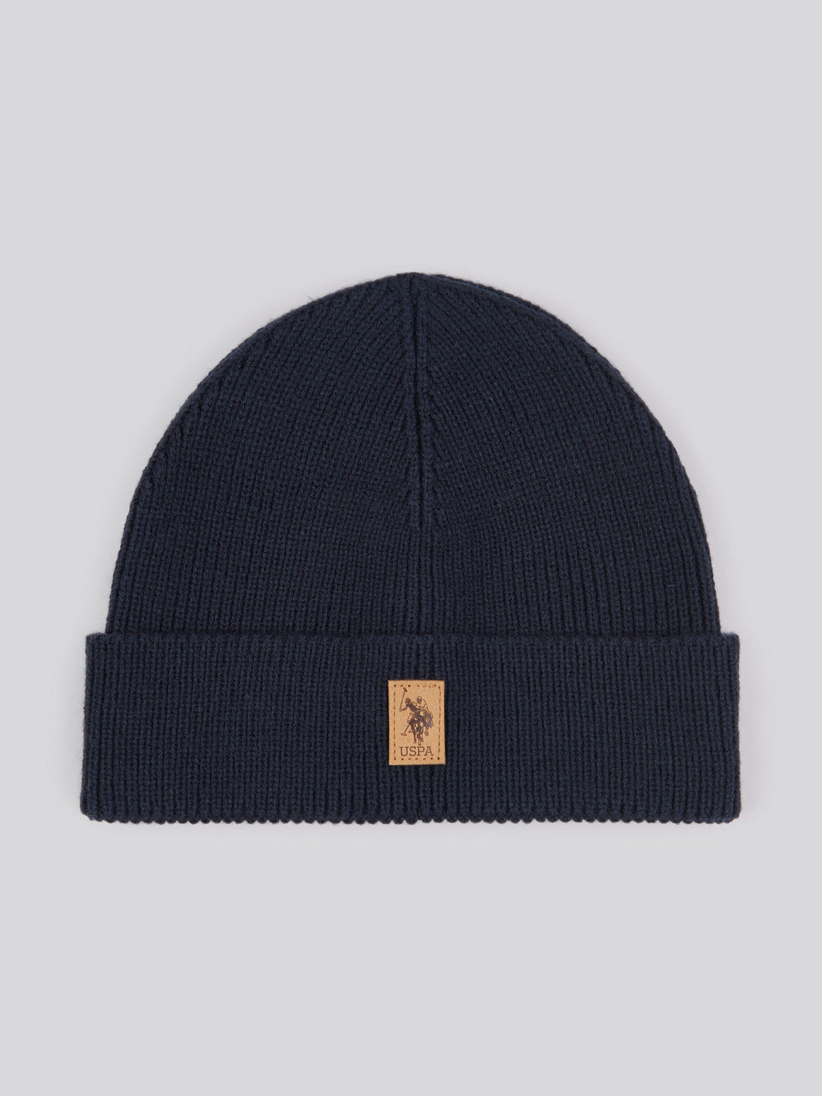 Mens Signature Double Horsemen Knit Beanie in Dark Sapphire Navy