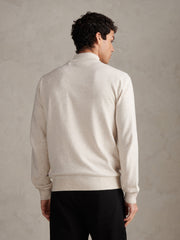 Mens Cotton Quarter Zip Funnel Jumper Birch Marl