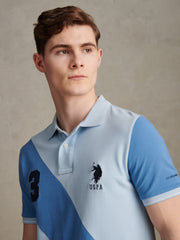 Mens Sash Pique Polo Shirt Chambray Blue