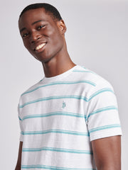 Mens Terry Stripe T-Shirt in Bright White