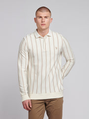 Mens Vertical Stripe Sweat Rugby in Whisper White