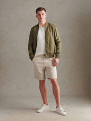 Mens Linen Blend Classic Bomber Deep Lichen Green
