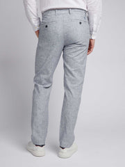 Mens Linen Blend Yarn Dyed Woven Trouser in Dark Sapphire Navy / Moonlight Blue DHM