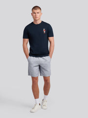 Mens Linen Blend Drawstring Short in Dark Sapphire Navy / Moonlight Blue DHM
