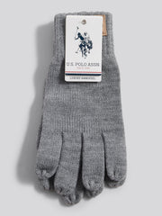 Mens Classic Knit Gloves in Mid Grey Marl