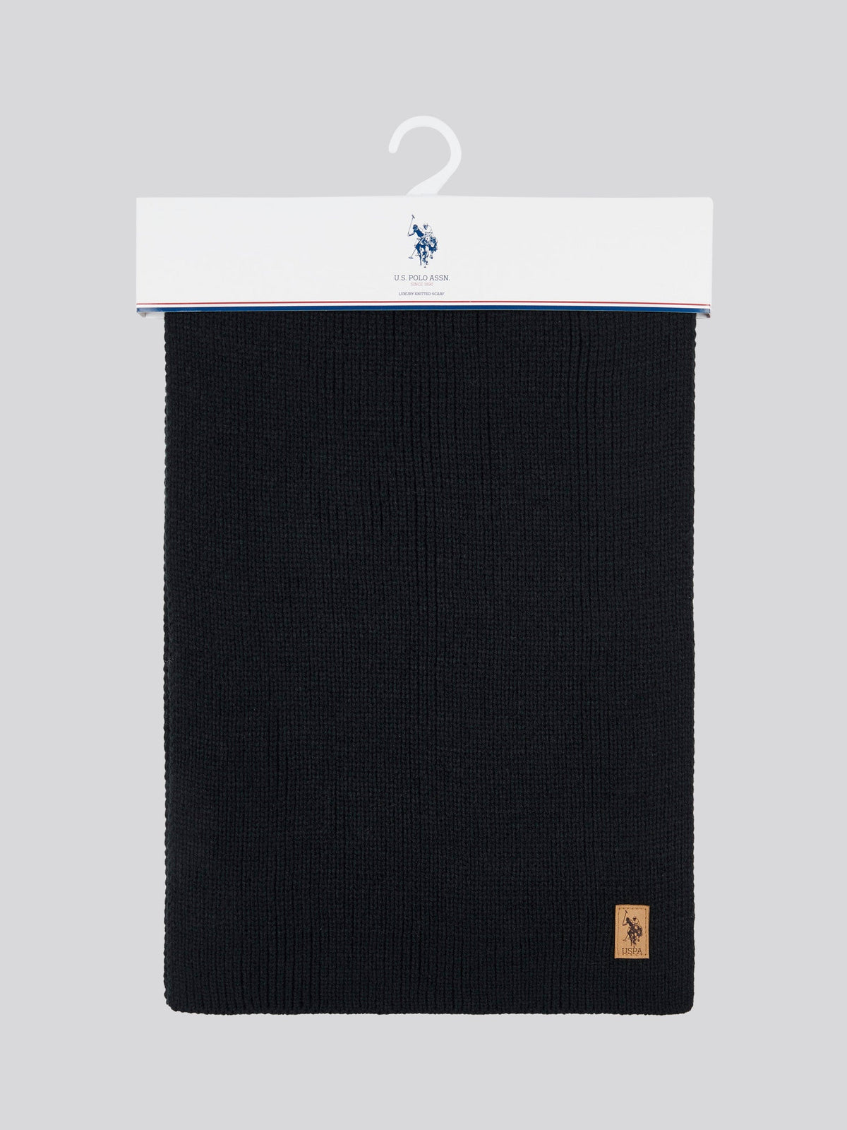 Mens Rib Knit Scarf in Black