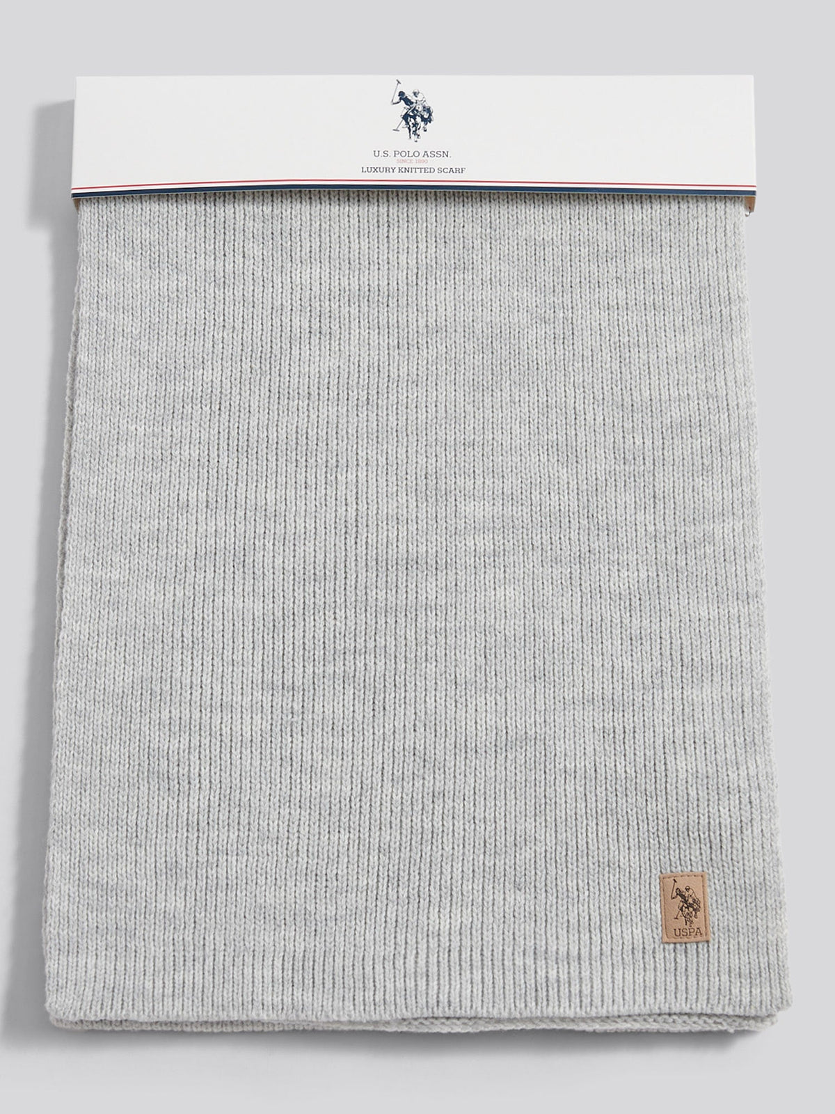 Mens Rib Knit Scarf in Mid Grey Marl