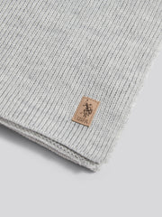 Mens Rib Knit Scarf in Mid Grey Marl