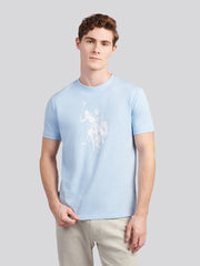 Mens Double Horsemen Graphic T-Shirt Chambray Blue