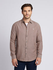 Mens Brushed Dobby Shirt in Chocolate Martini
