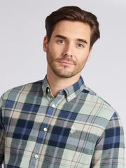 Mens Checked Buttondown Shirt in Vintage Indigo