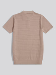 Mens Herringbone Texture Knit Polo Shirt Atmosphere