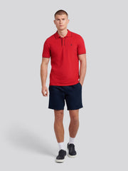 Mens Piped Polo Shirt in Haute Red