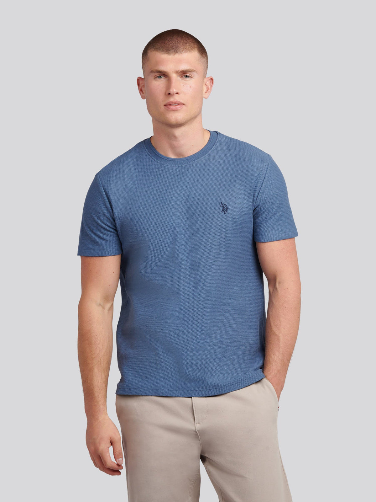Mens HerringboneTexture T-Shirt in Vintage Indigo