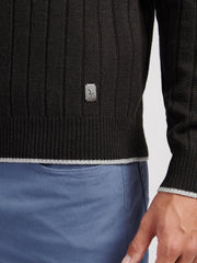 Mens Rib Knit Crew in Black