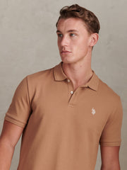 Mens Twill Texture Polo Shirt Burro