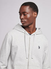 Mens Double Horsemen Loopback Zip Hoodie Mid Grey Marl