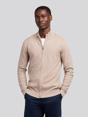 Mens Smart Checkerboard Zip Through Funnel in Atmosphere