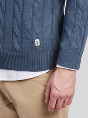 Mens Cable Knit Funnel in Vintage Indigo