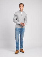 Mens Cable Knit Funnel in Vintage Grey Heather