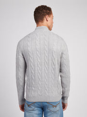 Mens Cable Knit Funnel in Vintage Grey Heather