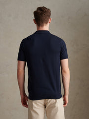 Mens Combed Cotton Double Horsemen Revere Polo Shirt Dark Sapphire Navy / Haute Red DHM