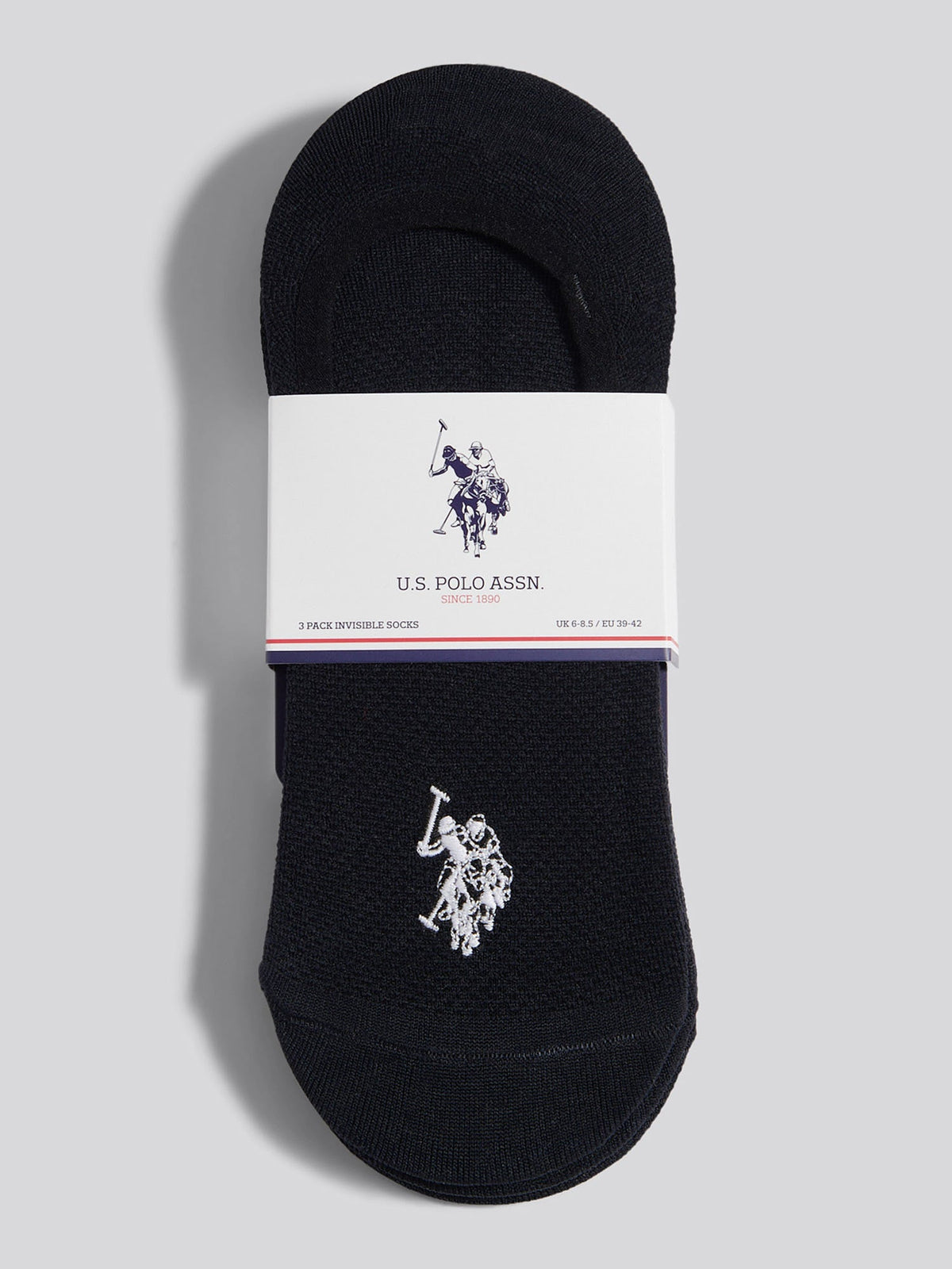 Mens 3 Pack Invisible Trainer Socks Black Bright White DHM