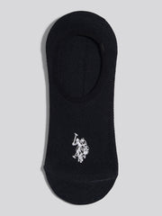 Mens 3 Pack Invisible Trainer Socks Black Bright White DHM