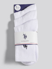 Mens 3 Pack Quarter Sports Sock Bright White