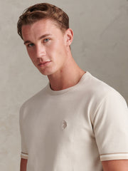 Mens Twill Taped T-Shirt Beige